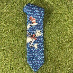 Dr. Seuss Cat in the Hat Blue Necktie‎ 58"x3.75" Polyester Novelty Tie